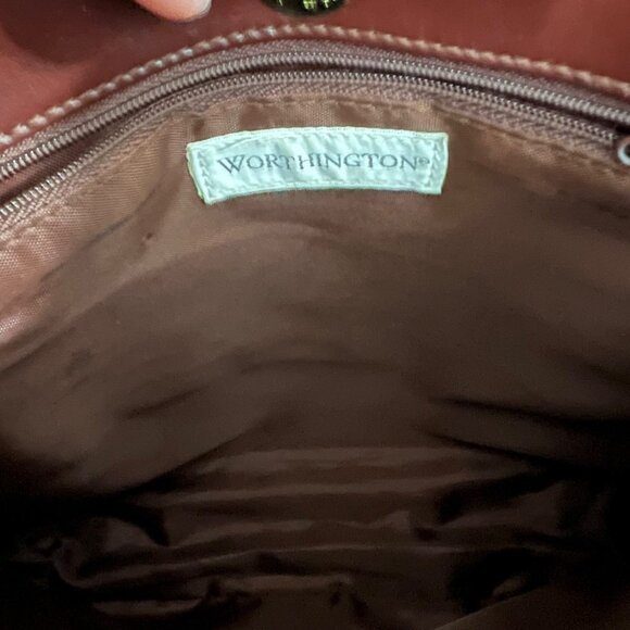 Vintage‎ Worthington Brown Croc Embossed Leather 3 Compartment Shoulder Bag - Picture 11 of 11